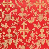 Apostle Attire—Brocade Material—Red & Gold—40% Nylon, 34% Polyester, 26%—58"-Inche Wide—Sold by the Yard